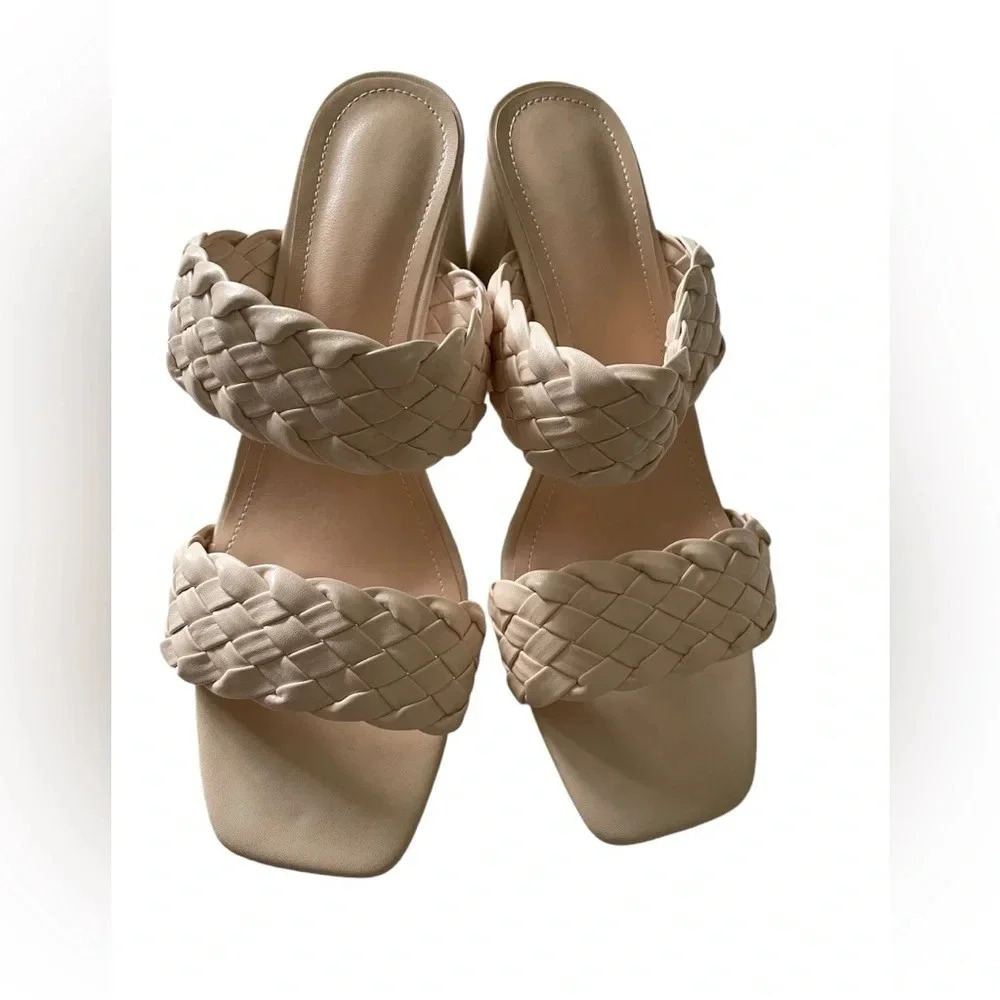 Braided Heel Slides Sandals New Euro Size 40 US 9.5 Creamy Off White Color